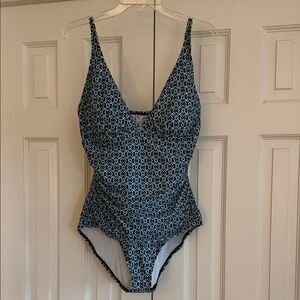 Tommy Bahama Blue Geometric Womens One Piece Swimsuit